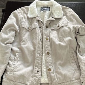 Beige Corduroy Sherpa Jacket